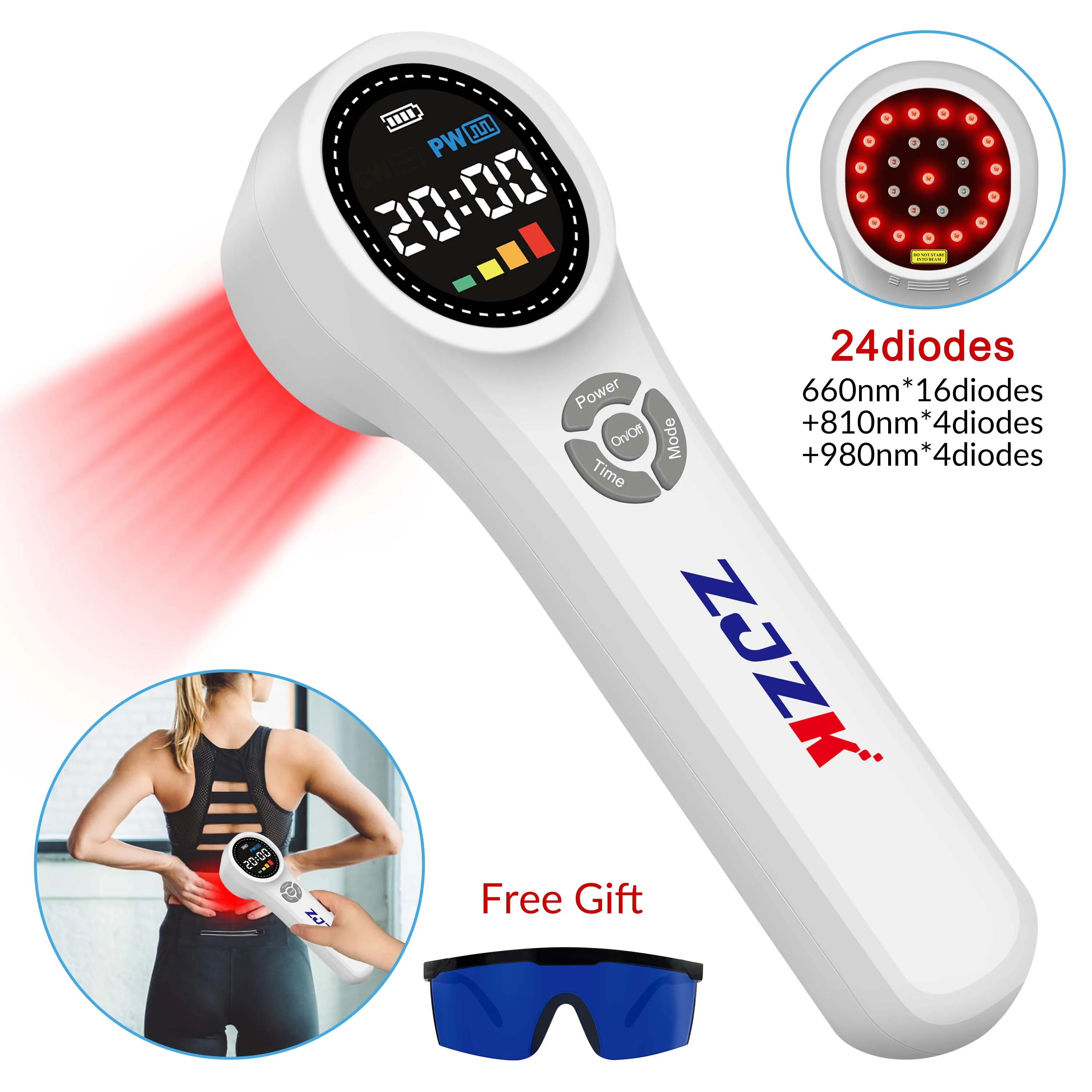 

ZJZK Low Level Laser Therapy Arthritis Magnetoe Pain Relief 1760mW Cold Device Treatment For Golfer'S Elbow Soft Tissue Damage