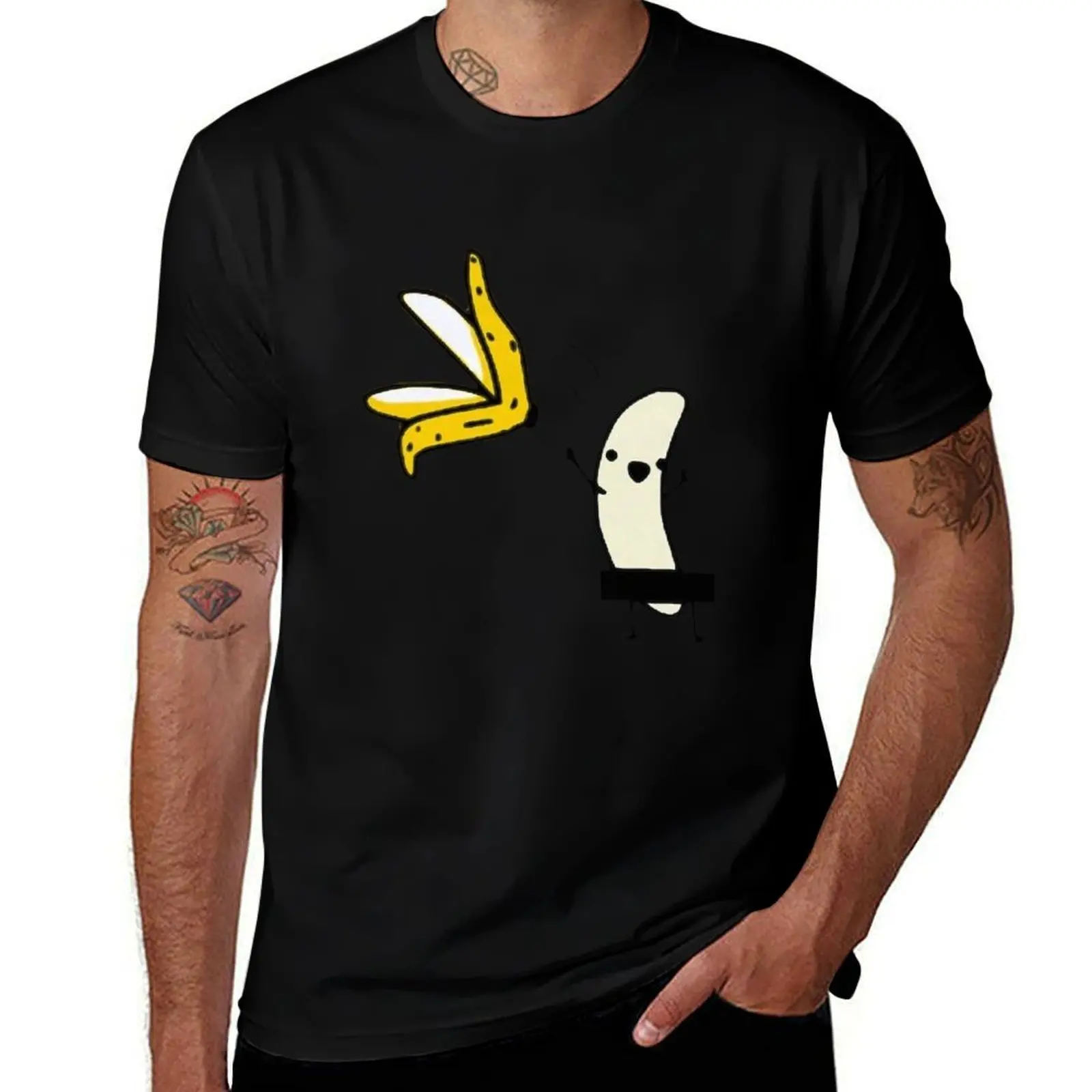 Banana Strip T-Shirt Trendy Pattern T-Shirt for Men