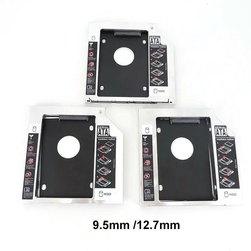 Aluminum 2nd Second Hdd Caddy  Hard Disk Drive Case 9.5mm 12.7mm for SATA 3.0 2.5'' SSD DVD CD-ROM Enclosure Adapterbox W28