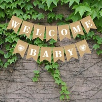 Linen Welcome Baby Banner Wall Garland for Baby Shower Gender Reveal Party Photo Props Kids Birthday Party Decorations