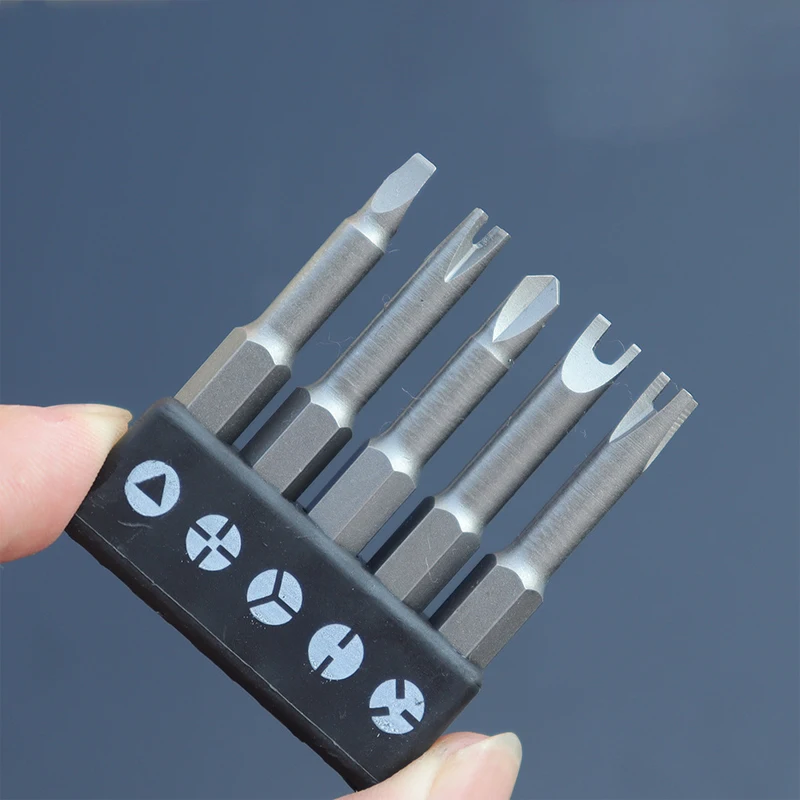 5PCS Special-shaped Screwdriver Set 6.35 Interface U-shaped Y-Type Triangle Inner Cross Three Points Screwdriver Bit Tools