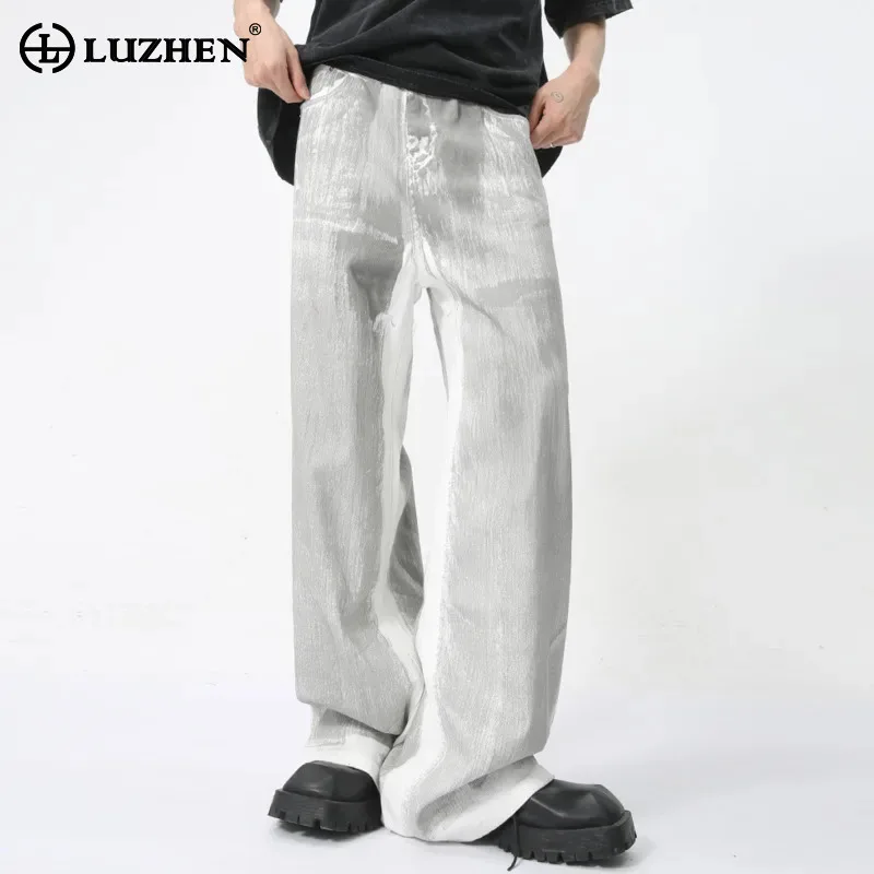 

Мужские джинсы LUZHEN в стиле тай-дай, повседневные, уличные, весна 2025, модные, стильные, элегантные, джинсовые брюки, индивидуальный дизайн, JY6031