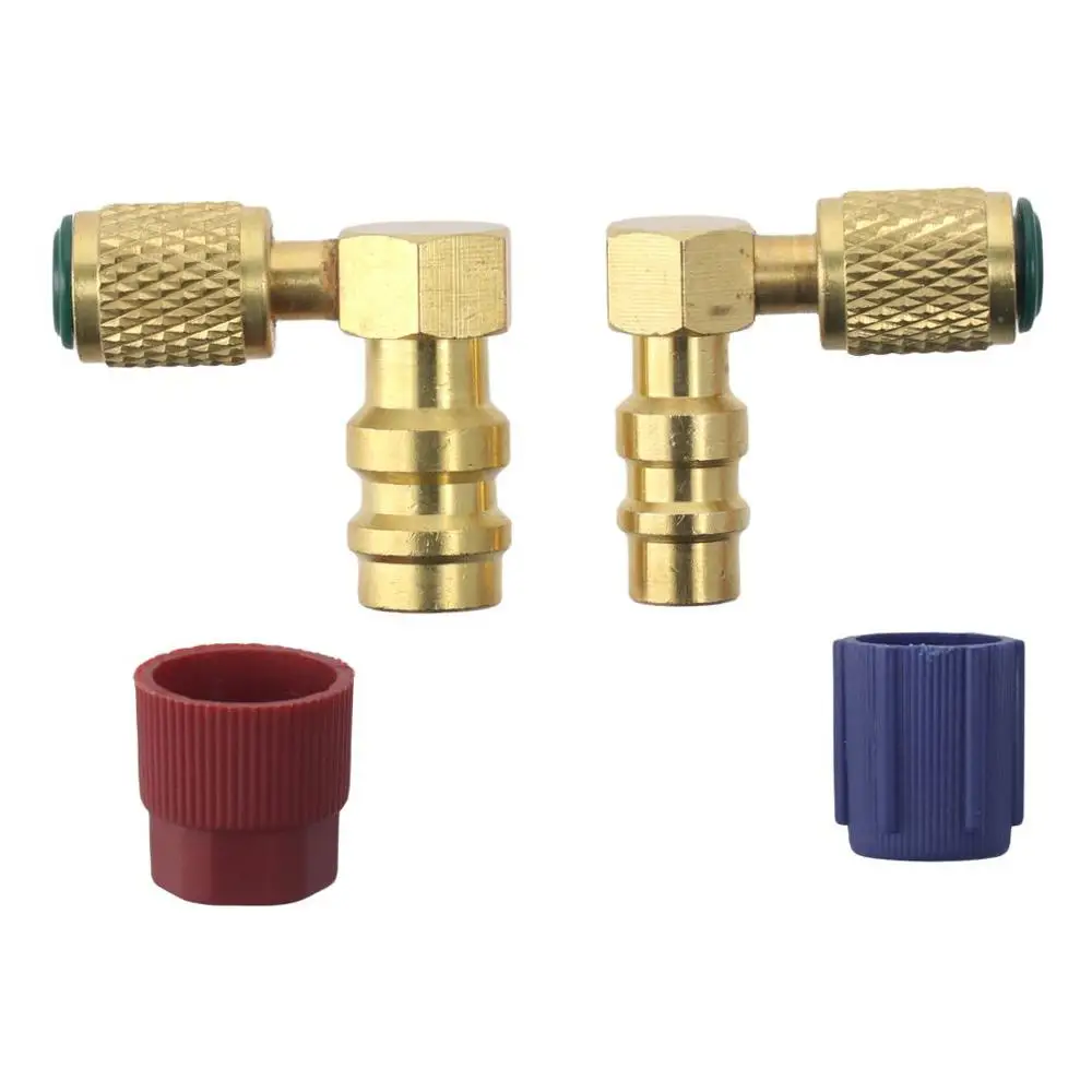 

1set Golden Conversion Kit Car Accessories Parts High/Low Side Copper Retrofit Valve Fittings High/Low Pressure For Car