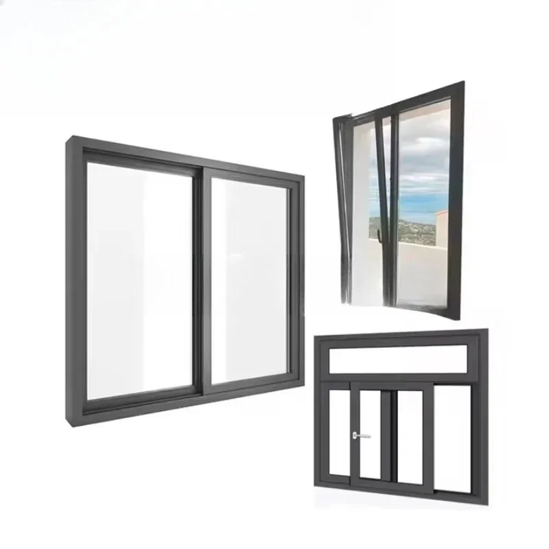 Windproof Modern Design Oem Aluminum Windows Double Tempered Glass Sliding Window with Mosquito Net
