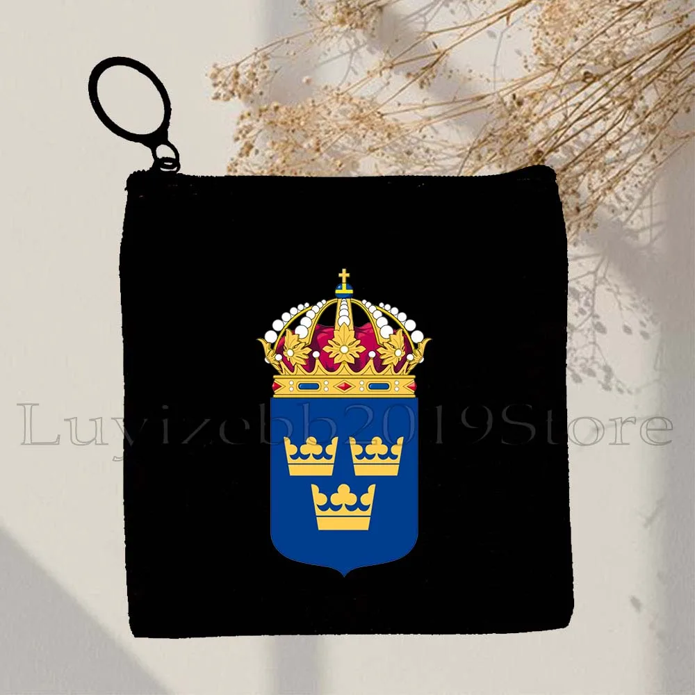 محفظة عملات قماشية من السويد ، حافظة مفاتيح ، حقيبة تخزين صغيرة ، حقيبة بسحاب ، معطف سلاح ، السويد ، قلب حب ، خريطة ، معطف سلاح ، هدايا سويدية #3