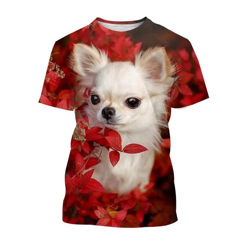 3d Printed Cute Pets Chihuahua T-shirt Casual Plus Size Short-sleeved Animal Dog Graphic T Shirt Men Summer Street Top Tees