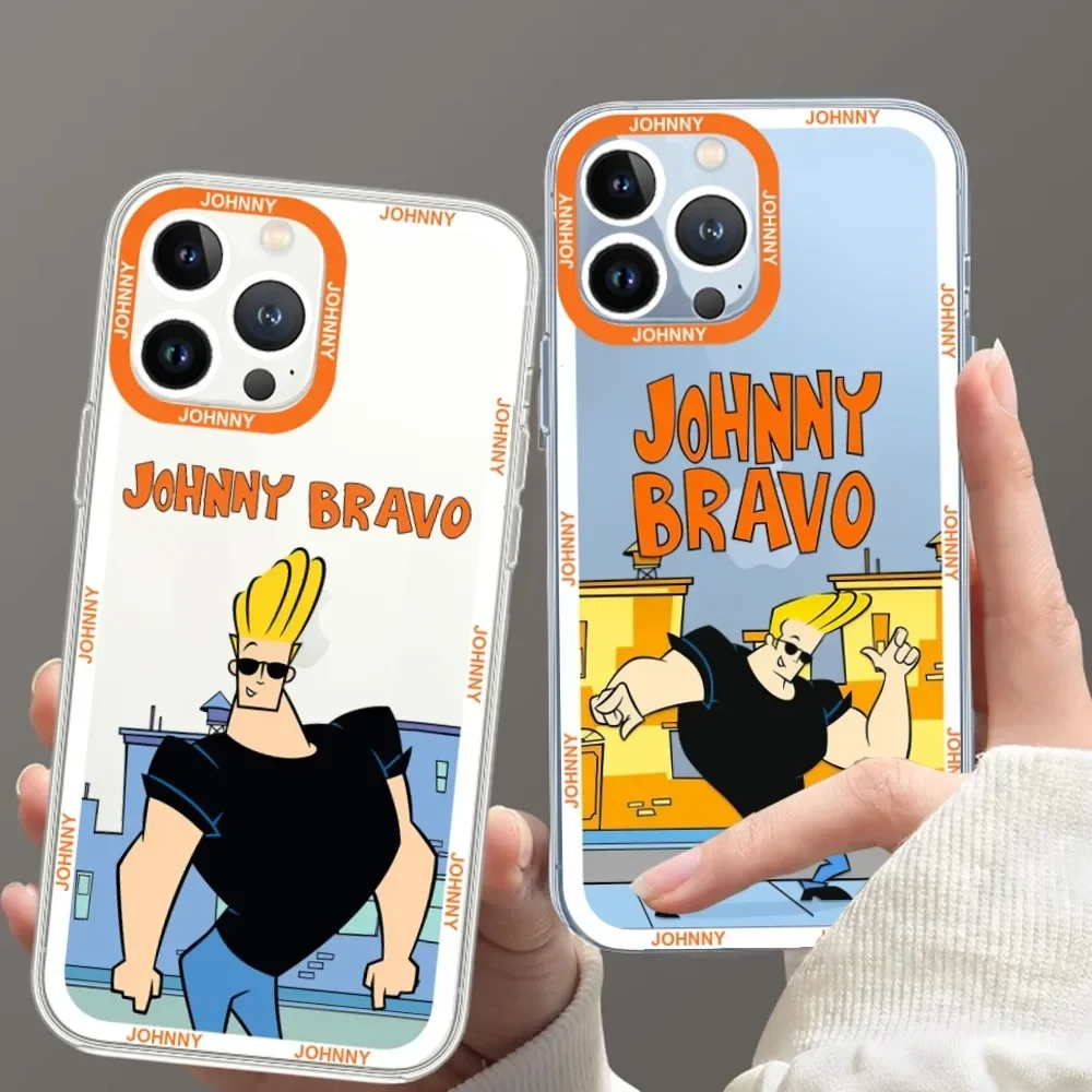 Johnny Bravo Phone Case For iPhone 11 12 Mini 13 14 15 Pro Max Transparent Shell