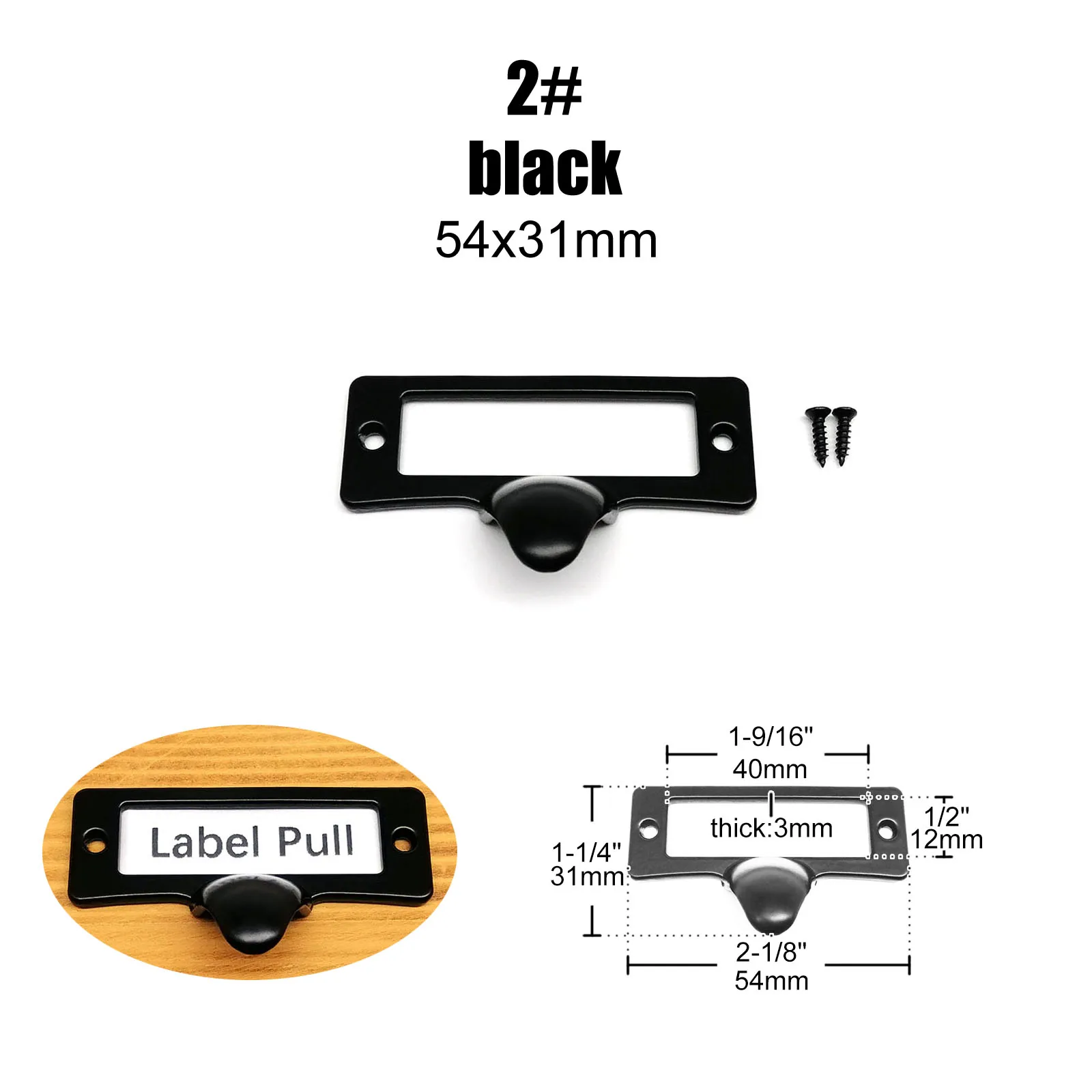 HZYUEGOU 6 Stück Antike Retro Vintage Stil Etikettenhalter Namensschildrahmen mit Griff für Schrank Schublade Schmuckkästchen Box – Detail 2