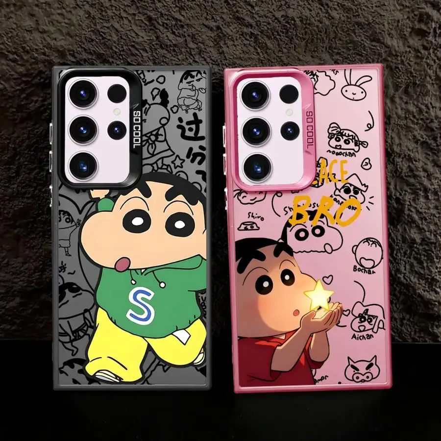 Handyhülle für Samsung Galaxy S25 S21 S23 S22 Ultra S25Edge Note 20 Ultra S20 FE S24 FE Niedliche Crayon Shin Chan Design