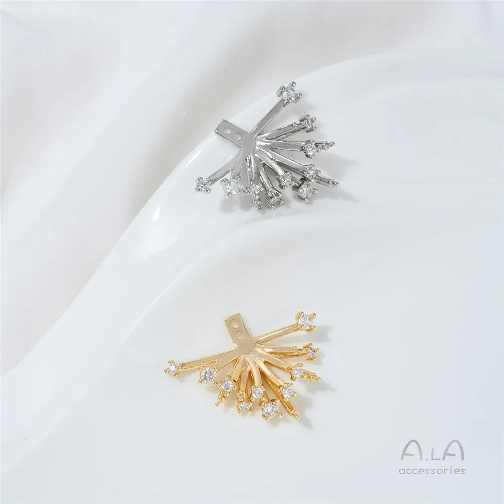 زهور دش النيزك اللامعة المطلية بالذهب عيار 14 قيراط، أقراط اللؤلؤ، أقراط فضية فرنسية، إكسسوارات مجوهرات ذاتية الصنع