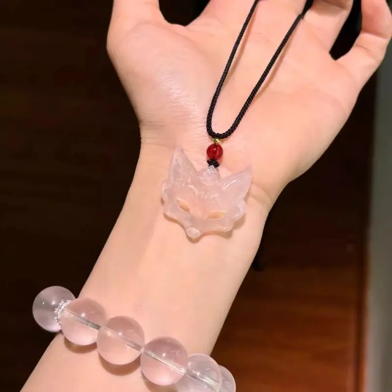 Chinese Style Fox Mask Woven Guardian Pendant Necklace Resin Handmade Rope Necklace Ethnic Vintage Jewelry Accessories for Women - view 2