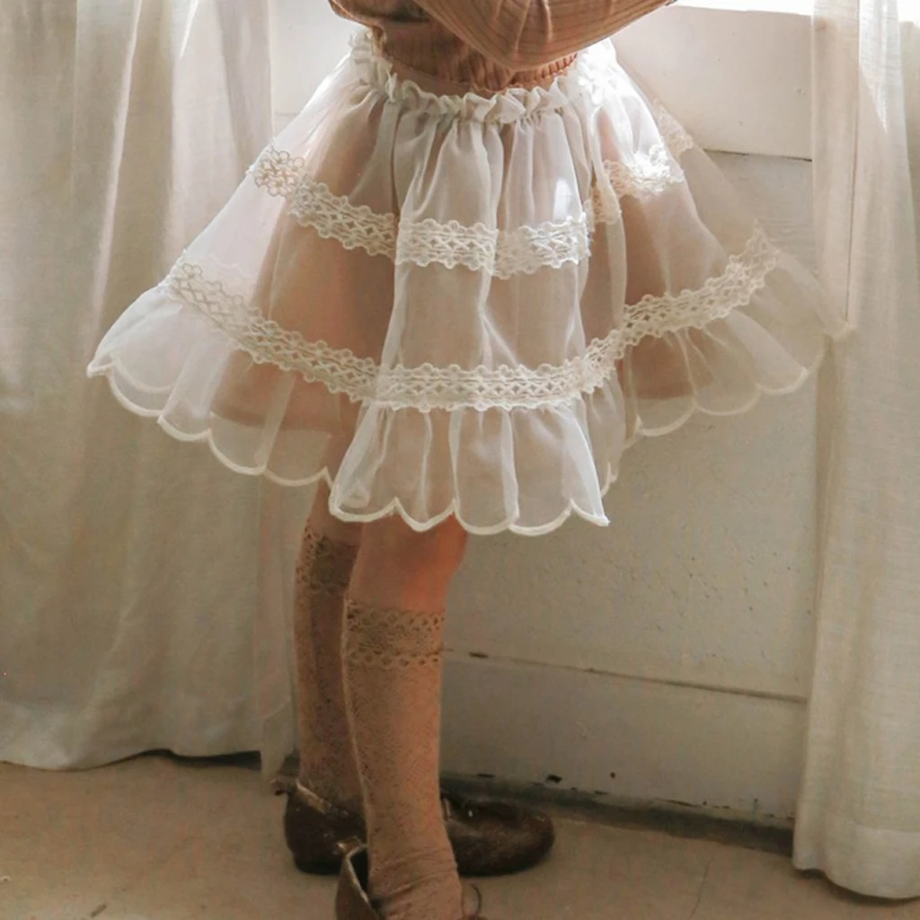 Kids Clothes Spring 2026 Korean Style Children's Dress Girls Cute Lace Trim Half Skirt in Stock Kids' Apparel