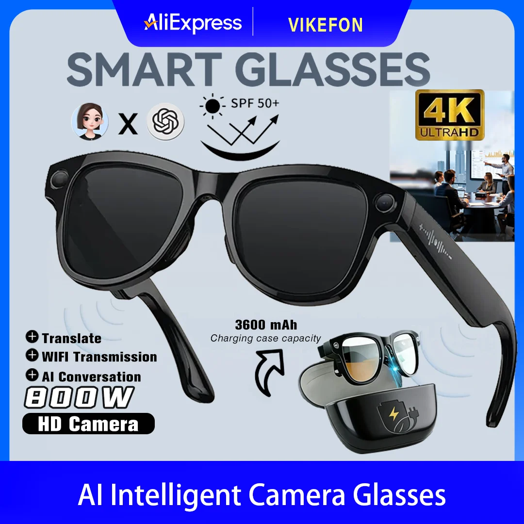 Smart Glasses HD Photo Video Open AI Record Translation Touch Photochromic Lenses Bluetooth Call Music Multifunction Glasses