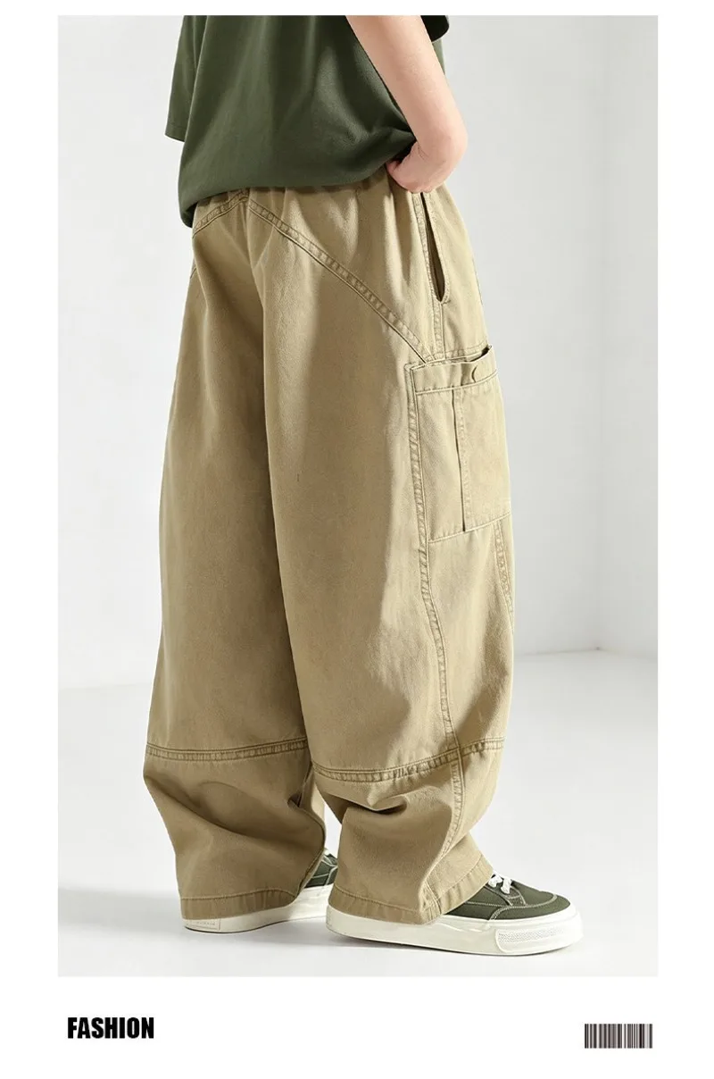 Kinder Jungen Gerade Hosen UNITIM Herbst Junior Jungen Latzhosen Lose Lässige Elastische Taille Teenager Jungen Weite Hosen – Detail 16