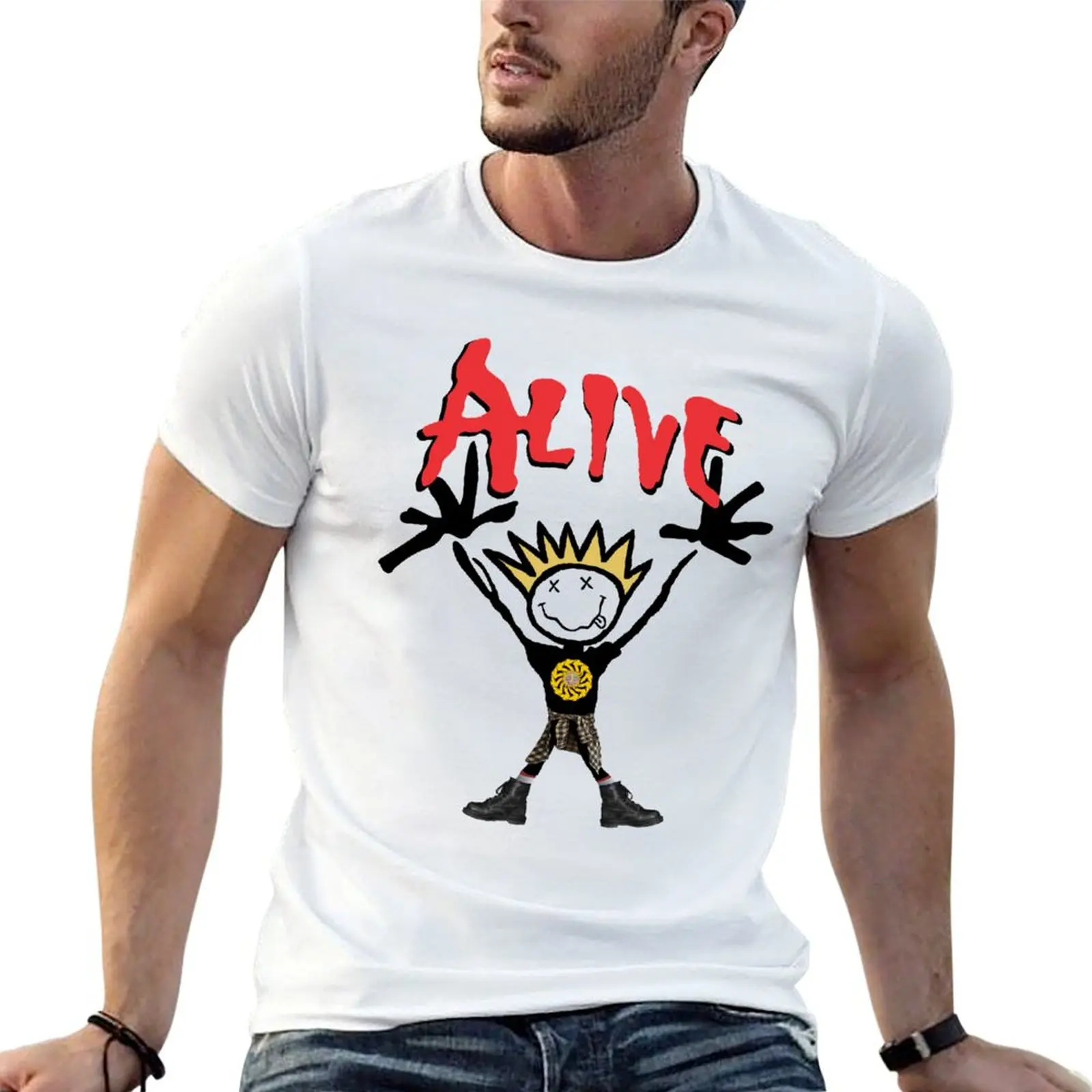 ALIVE 90's Tribute Show T-Shirt pour homme, t-shirts graphiques amusants, t-shirts en coton, t-shirt 100% coton