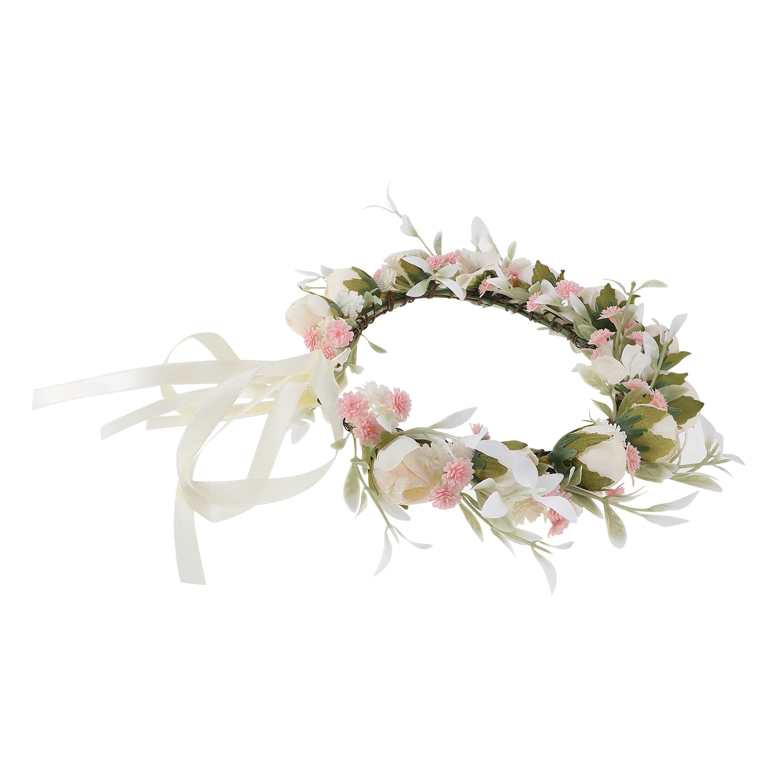 

Decoration Wreath Bride Headband Flower Headdress Hair Ring Garland White Floral Child