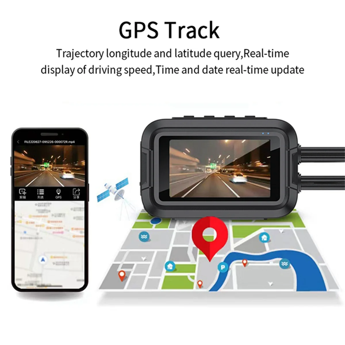 

ABAN V9 Motorcycle Dashcam WiFi 1080P Front Rear Camera Waterproof Motorcycle Video Recorder Camera with Parking Monitor B