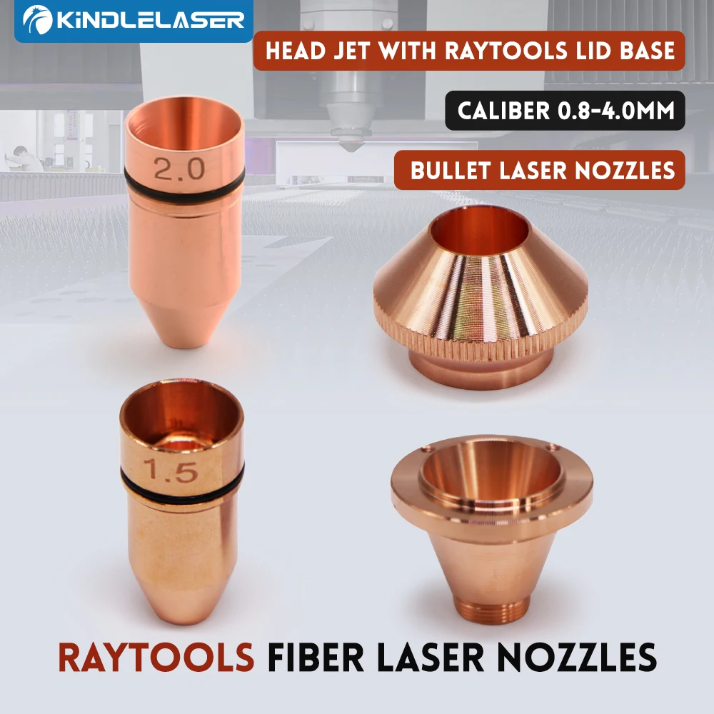 Calibro 0.8-4.0mm degli ugelli del Laser della pallottola di KINDLELASER per il getto della testa della tagliatrice della fibra di Lasermech con la Base del coperchio di Raytools
