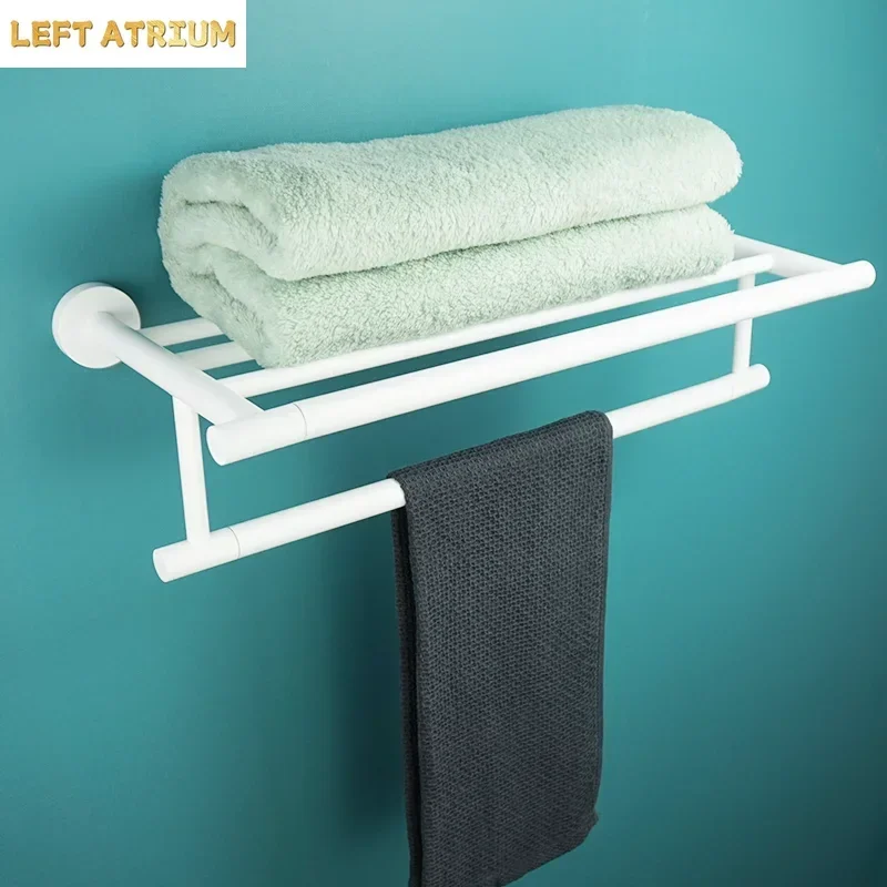 White Stainless Steel Towel Rack, Toilet Brush, Paper Roll Holder, Toothbrush Holder, Soap Tray, Coat Holder, Bathroom Kit