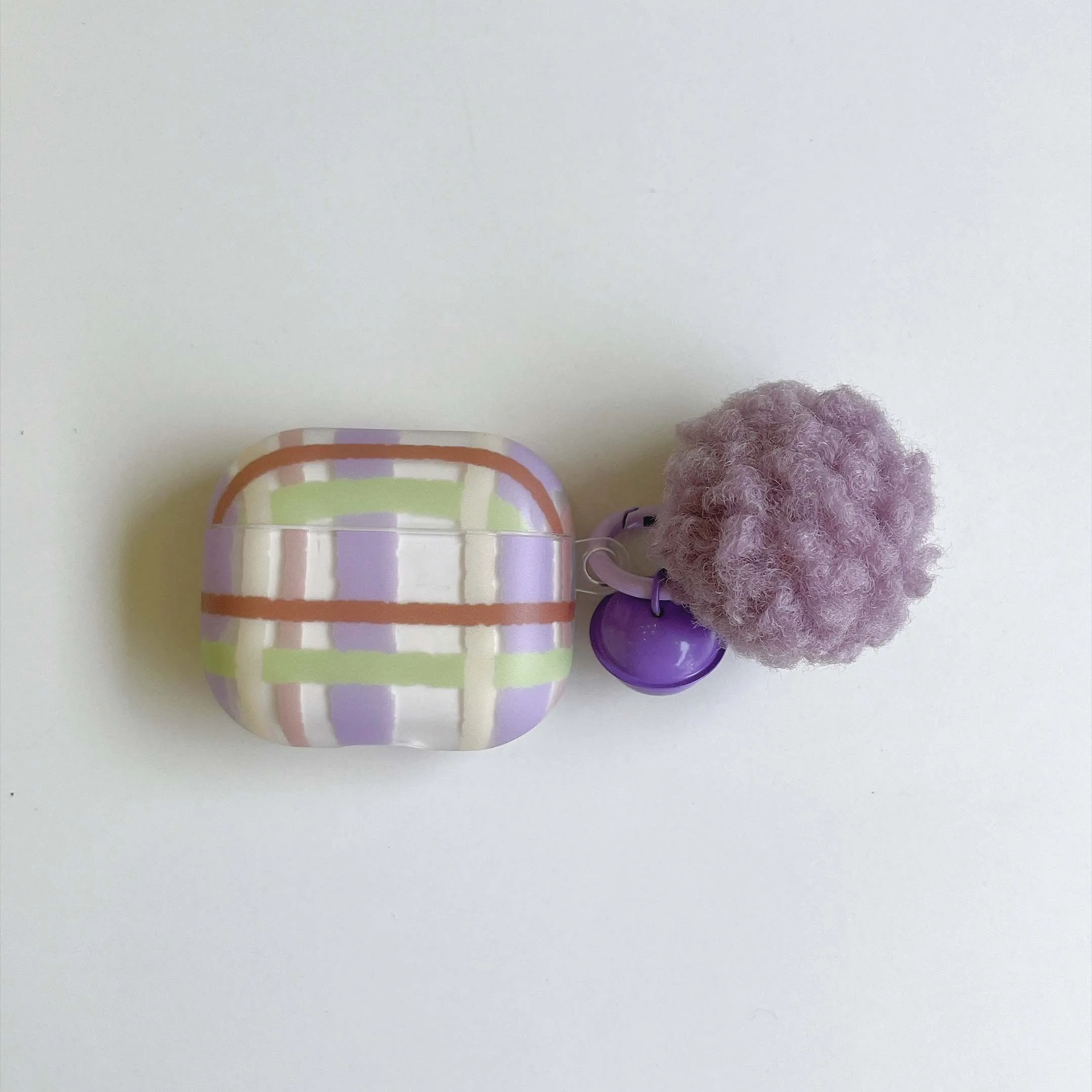 Cartoon lattice colorful imd earphone case wireless bluetooth charging box plush pendant cover for apple airpods 4 1 pro 2nd 3 2
