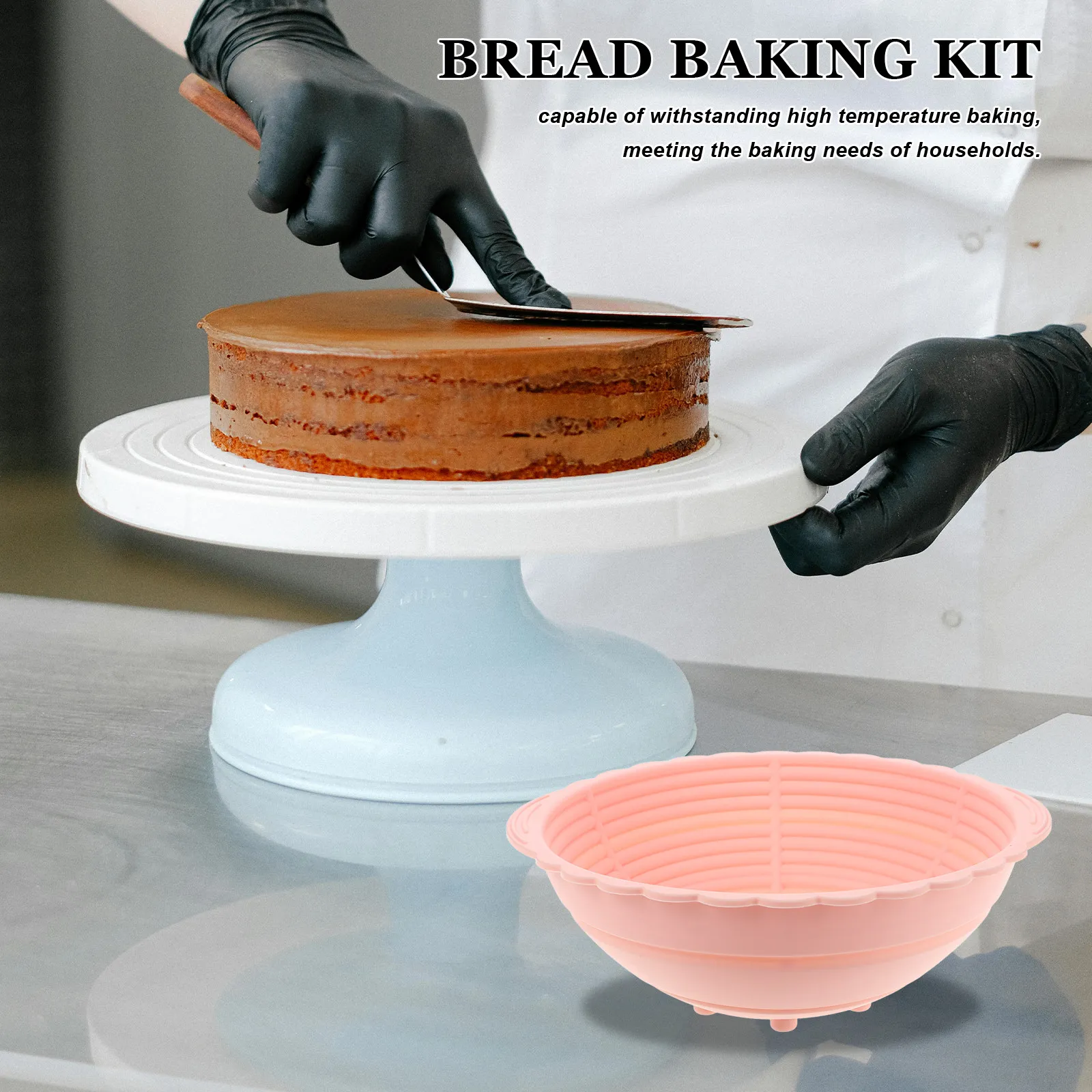 Foldable Large Capacity Silicone Banneton Basket Pink Round Bread Proofing Basket Sourdough Baking Supply Bread Baking Kit - view 4