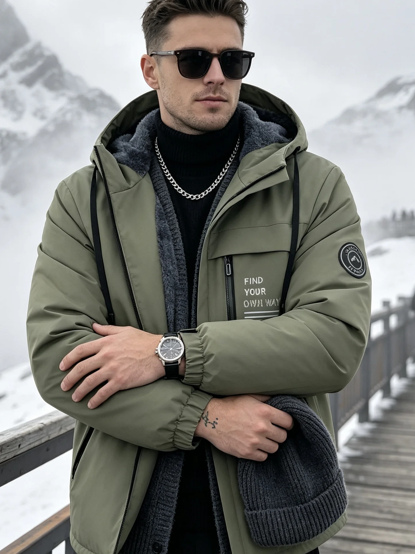

Fall Winter Men Women Couples Hooded Cotton Padded Jacket, Thick Fleece Lined Windproof Thermal Warm Trendy Casual