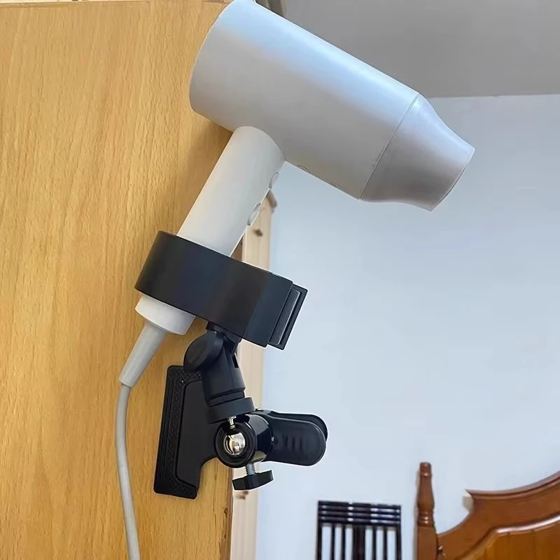 360° Rotating Hands Free Blow Dryer Holder, Stable Metal Base & Adjustable Clamp for Easy Styling, Salon Quality At Home