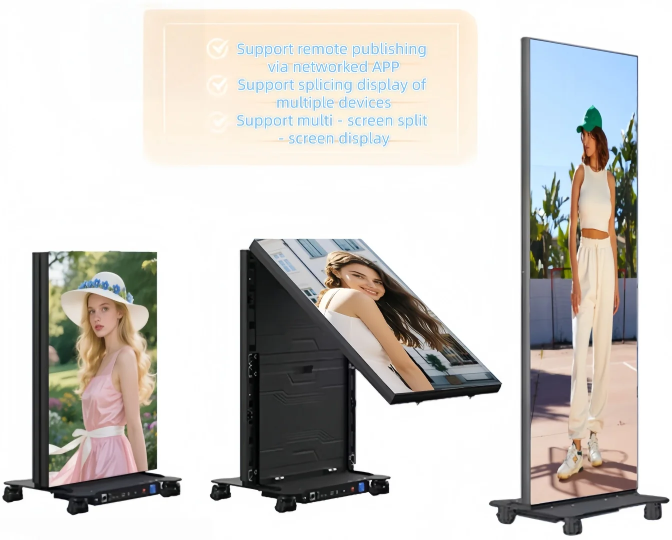 Intelligent LED poster screen - Remote WiFi control - Dynamic scrolling display - Promotional use in shopping malls and stores