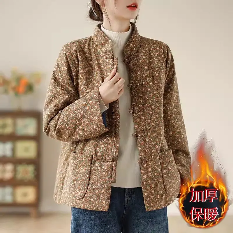 

Middle Aged And Elderly Mothers Cotton Clothes For Women Autumn Winter 2025 Retro Floral Women's Quilted Jacket Short Coat ZT184