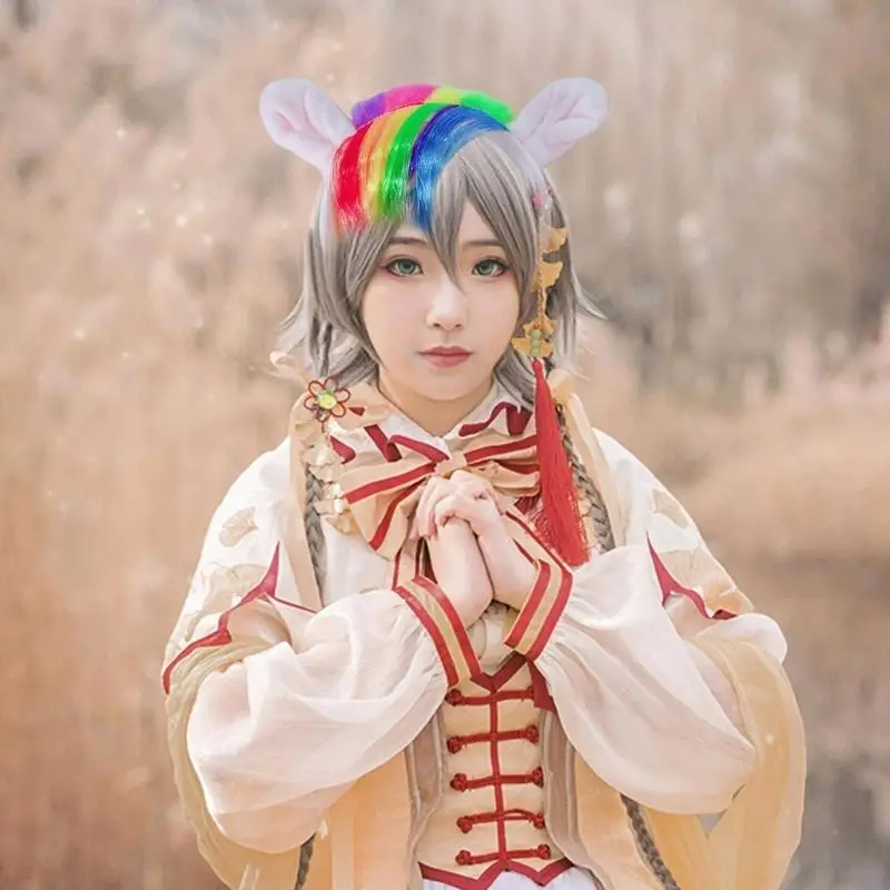 652F Horse Role Play Outfit Accessory with Horse Ear Headband Plush Tail Halloween Animal Horse Costume for Women Kid Cosplay