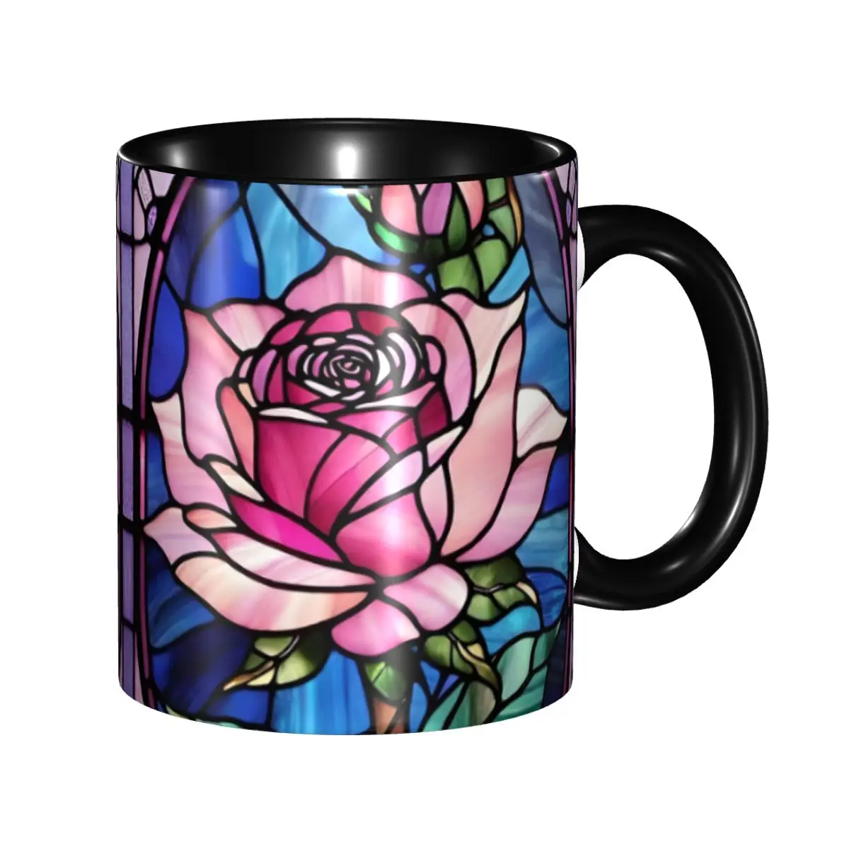 

Personalized Stained Glass Rose Painting Mugs DIY Colorful Pattern Ceramic Milk Tea Coffee Cup