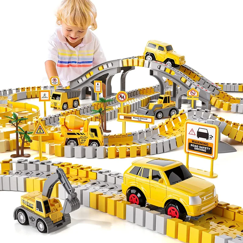 DIY Car Track for Children Racing Toy Cart Toys Race for Boys Girls Truck Flexible Play Set Create Engineering Road Games Gift