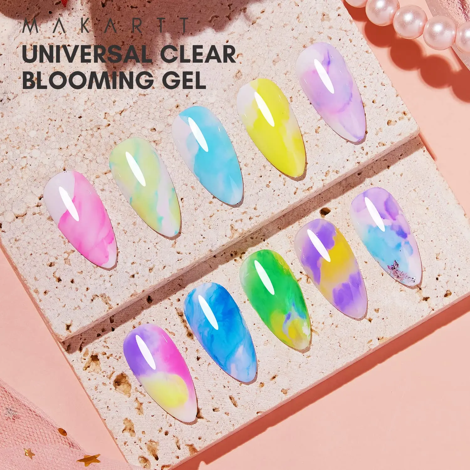 Makart Clear Blooming Gel, 15ml Soak Off Nail Lamp Gel Nail Polish finitura lucida lunga durata per la casa Nail Manicure fai da te