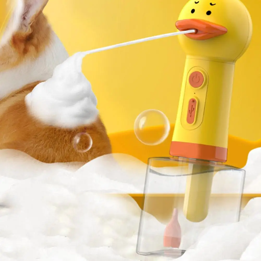 Automatic Yellow Duck Electric Foam Machine Soap Dispenser For Cat Dog For Cat & Dog Cleaning Bathing Liquid Soap Shampoo Shower