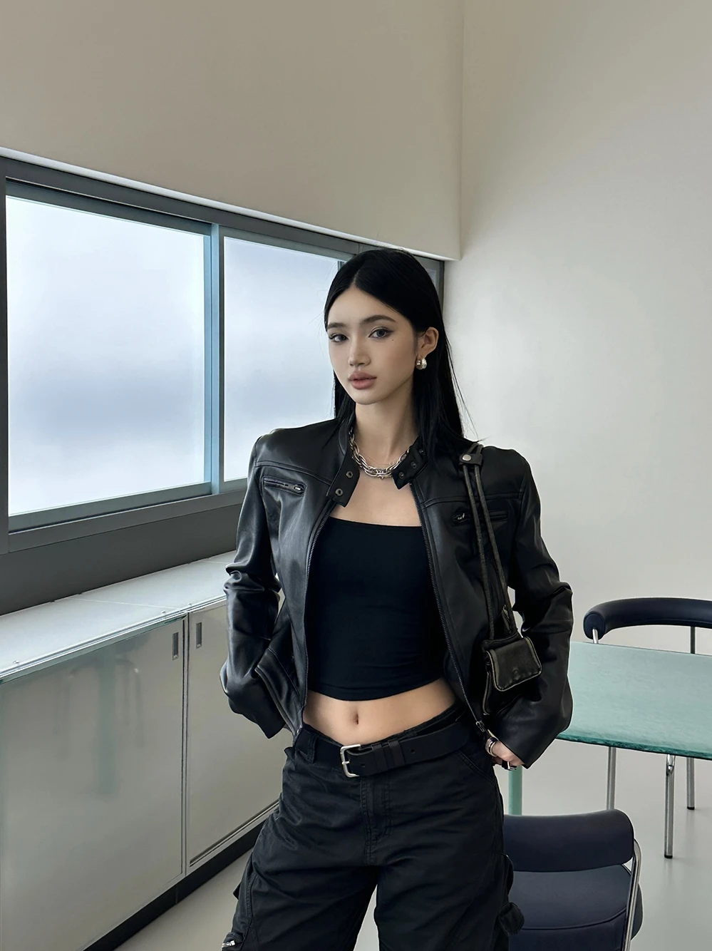 Milui Retro American Cool Girl Zipper Sve Colletto alla coreana Slim Fit Biker Pelle Jaet Capispalla da donna Bla Classic Sle