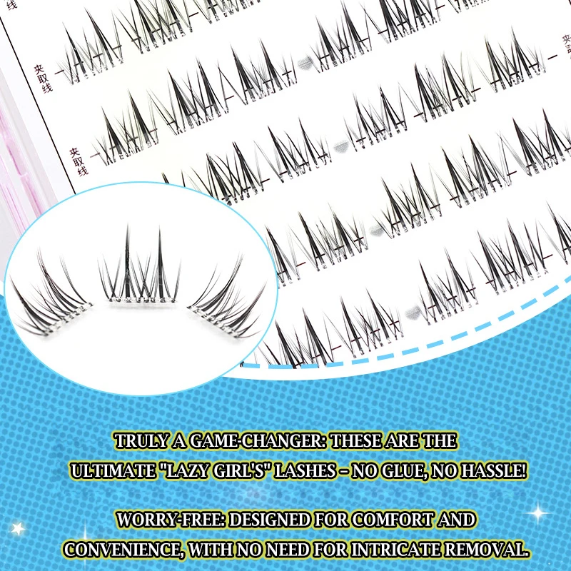 Keine Kleberwimpern „No-Band“Kleberfreie Sonnenblumen-Kunstwimpern mit superklebendem Streifen Manga Falsche Wimpern Koreanisches Make-up