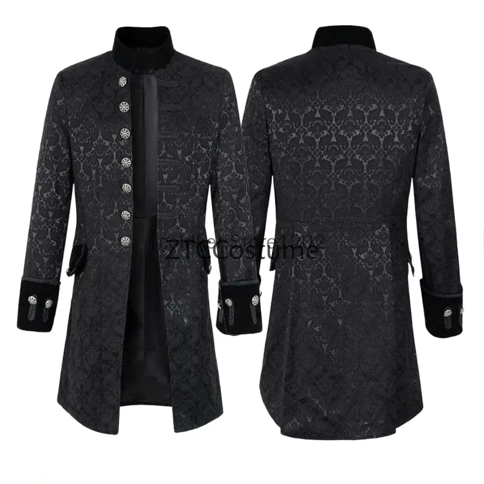 Steampunk Victorian Prince Overcoat Medieval Renaissance Jacket Vintage Edwardian Cosplay Costume for Men Adult Kids view 2