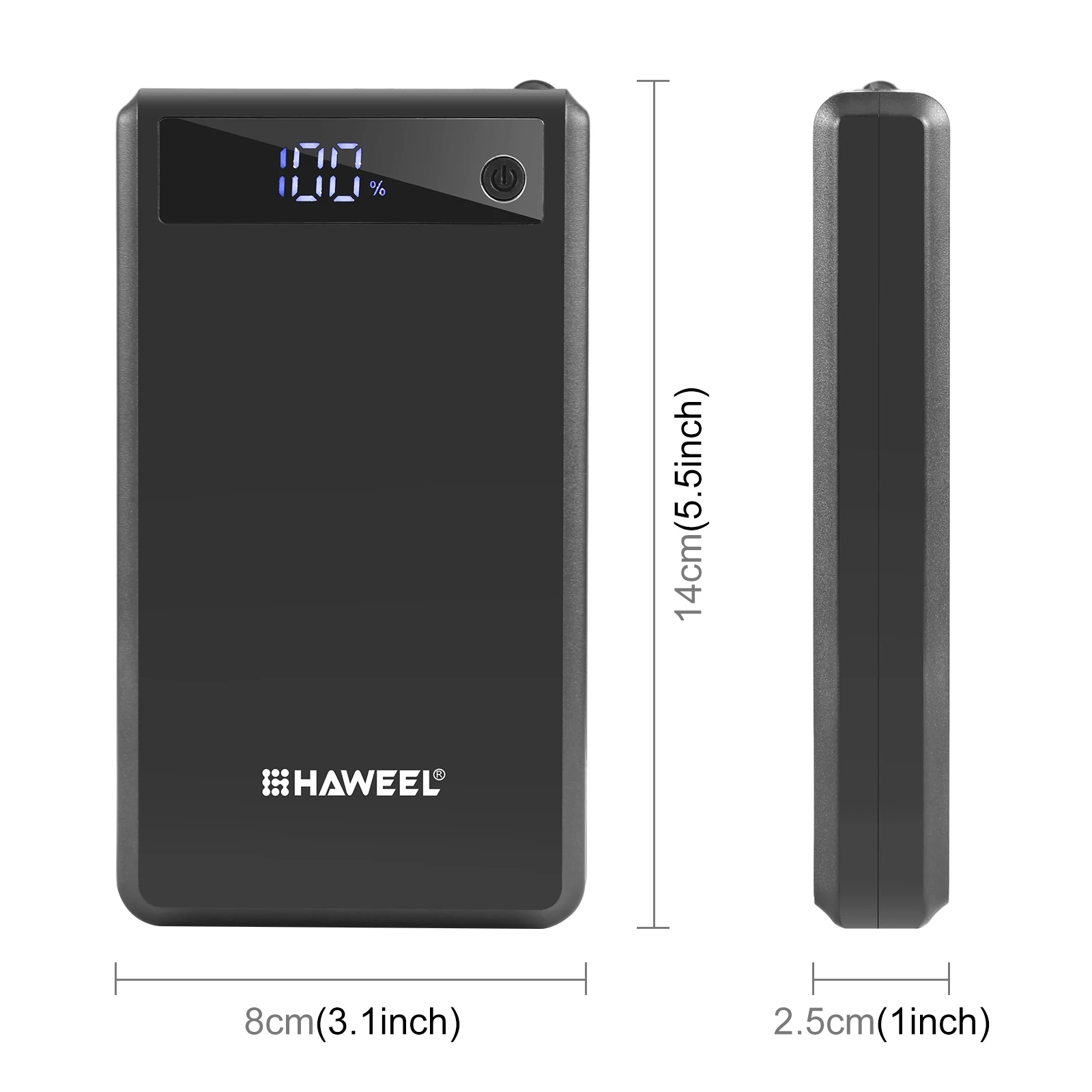 HAWEEL DIY 6x18650 Battery (Not Included) 4W Fast Charge Power Bank Box Case with Display, Not Include Battery