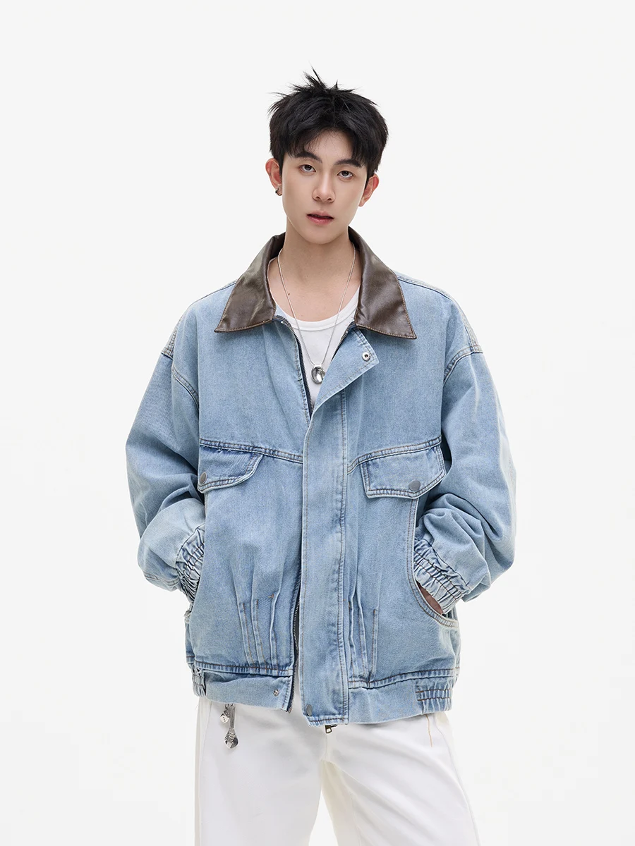 

Boyue American Color Blo Waed Denim Jaet High Street Teenage Workwear Trendy Brand ex Cool Sle Coat Casual Windbr...