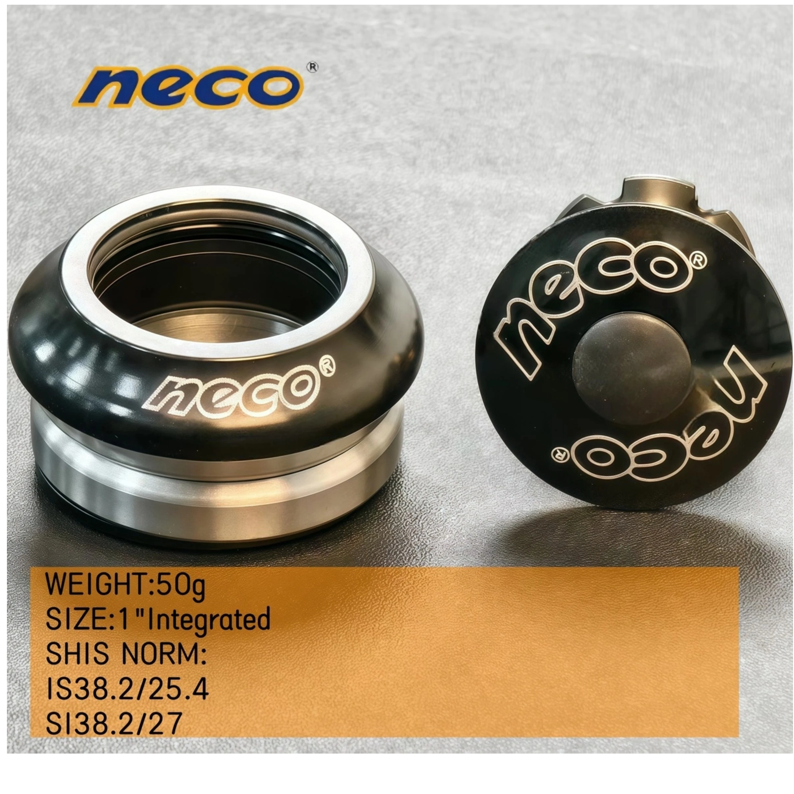 

Neco H02 bicycle headset Neco Headsets Threadless 28MM 38MM 10.5 Height External Bearing Steel Headsett