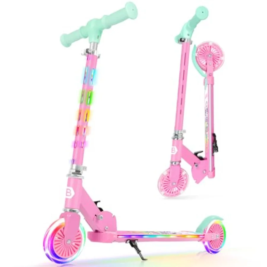 

V3 Scooter for with Light-Up Wheels Stem Deck 2 Wheel Folding Scooter for Girls Boys 4 Adjustable Height Lightweight Kick Scoot