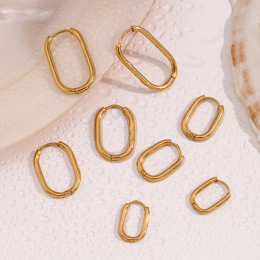 E.B.belle 15mm 17mm 21mm 26mm minimalistyczny kształt O obręcze damskie kolczyki ze stali nierdzewnej 316L wodoodporna luksusowa biżuteria wysokiej jakości