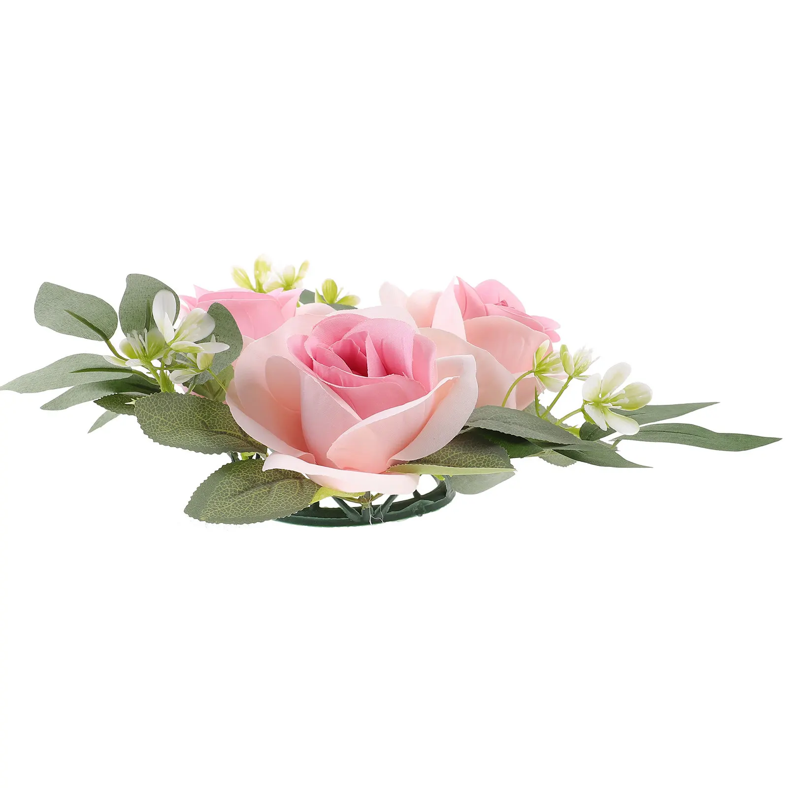 Simulation Rose Ring Decorative Wreath High Realism Artificial Flower Wreath Wedding Table Display