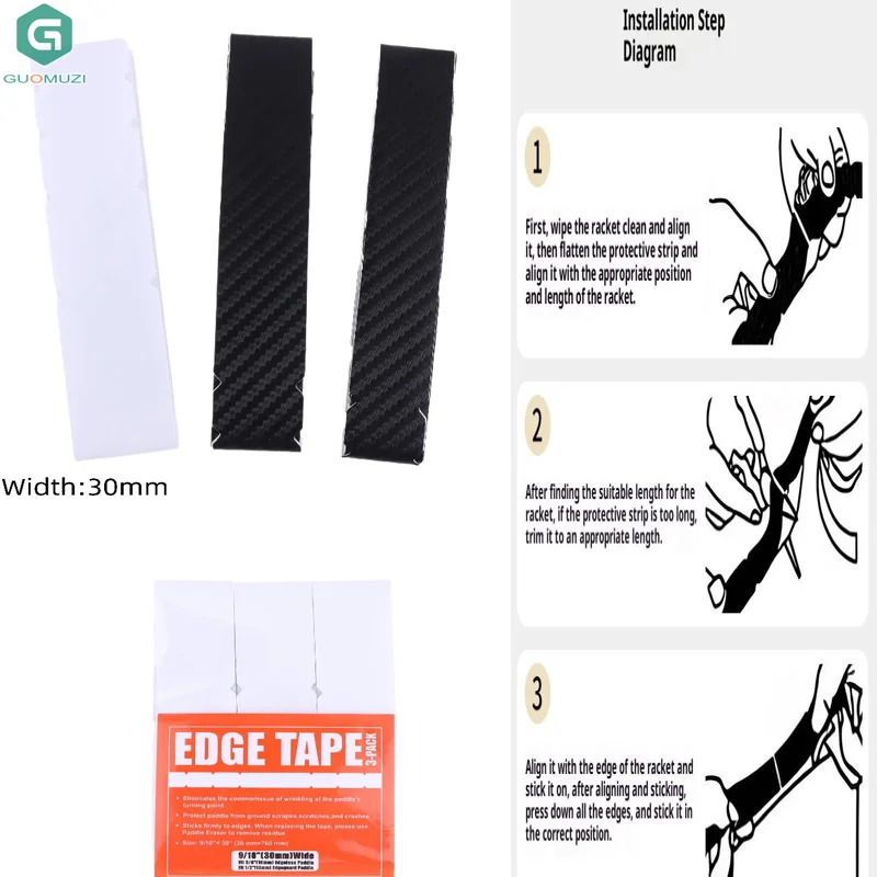 

3Pcs Pickleball Racket Edge Sticker Paddle Head Edge Tape Sticker Reduce Impact And Friction Prevention Frame Protective Tape