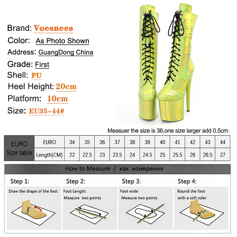 8Inch/20CM Mid-Calf Boots Women Fetish Laser Color Pole Dancing Short Stripper Stiletto Platform Heels Thin Heel Modern Boots