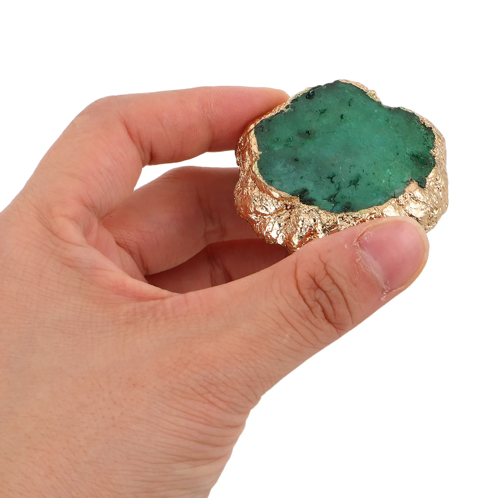 Irregular Crystal Slice Brass Cabinet Handles Green Stylish Pulls for Bathroom Kitchen Wardrobe Drawer Modern Decorative