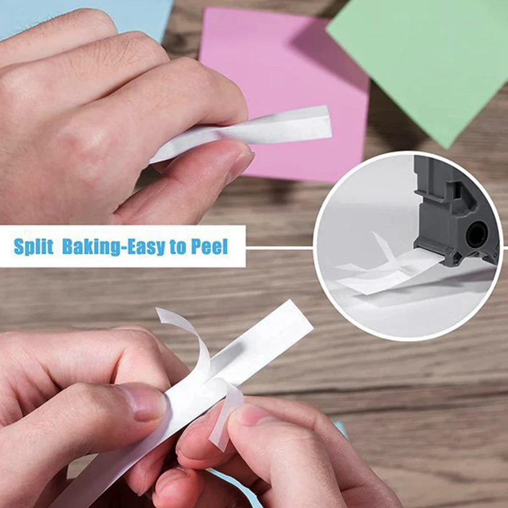 N35R_DU 6 Pcs White Tape Black Ribbon on White Background Printer Label Tape