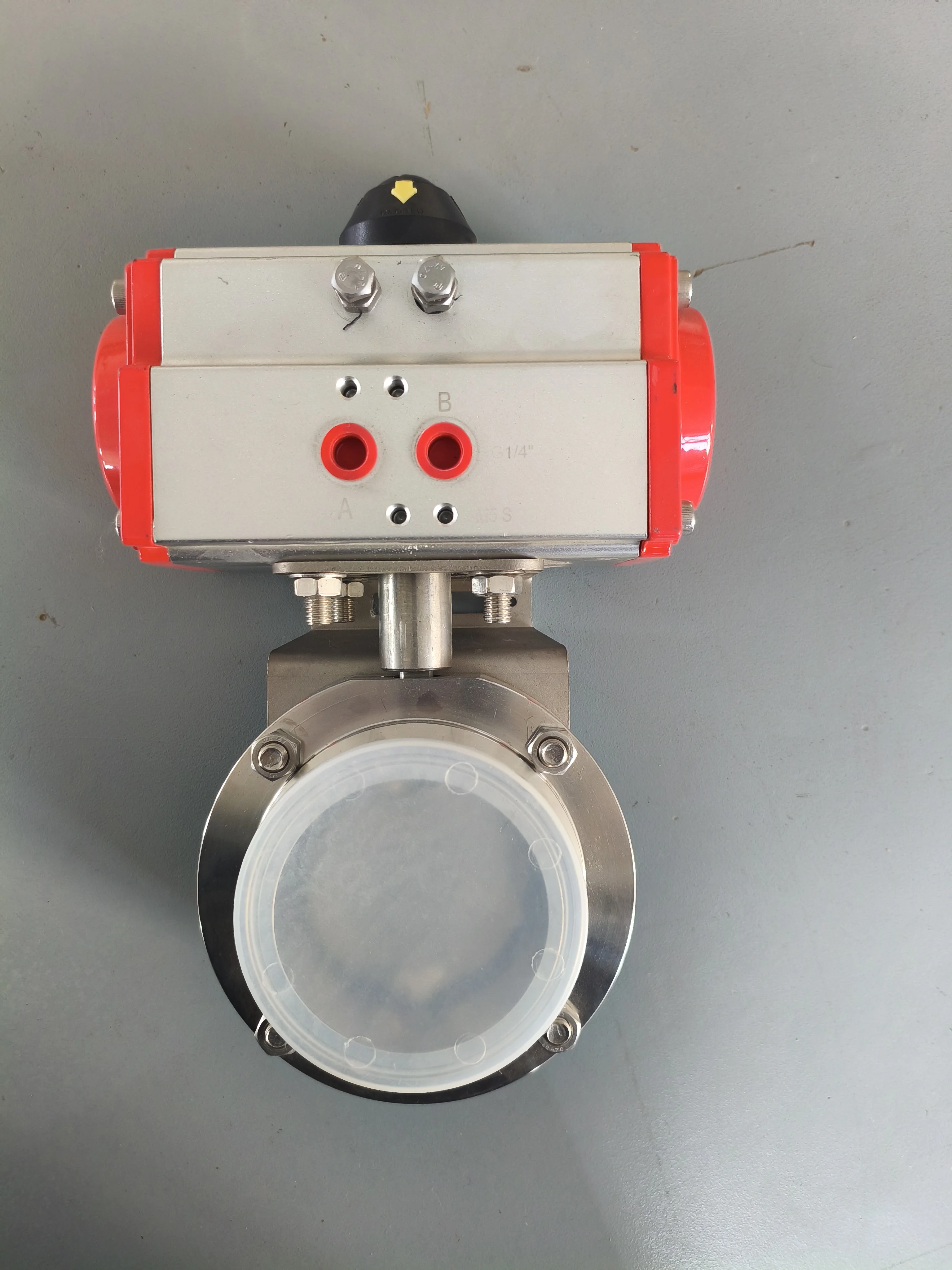 SS304 Three-Piece Threaded Pneumatic Ball Valve 3-Way Ball Valve water Control Valve Pneumatic Actuator