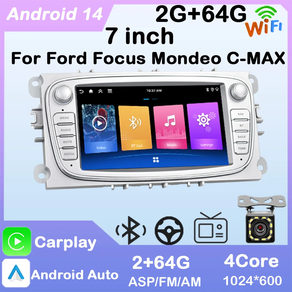 

7'' Touch ScreenCarPlay Android Radio For Ford Focus 2 S-Max Mondeo Galaxy C-Max Car Multimedia Player Stereo Intelligent System