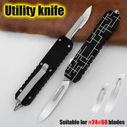 Aluminium Alloy Utility Knife Replaceable #60#24 Blades Scalpel Fast Open Pocket Knife EDC Outdoor Unpacking Paper Cutter Tool